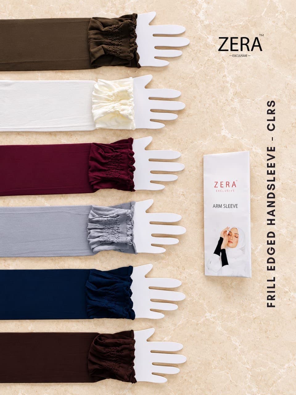 ZERA EXCLUSIVE FRILL  EDGED ARM SLEEVE - COLOURS