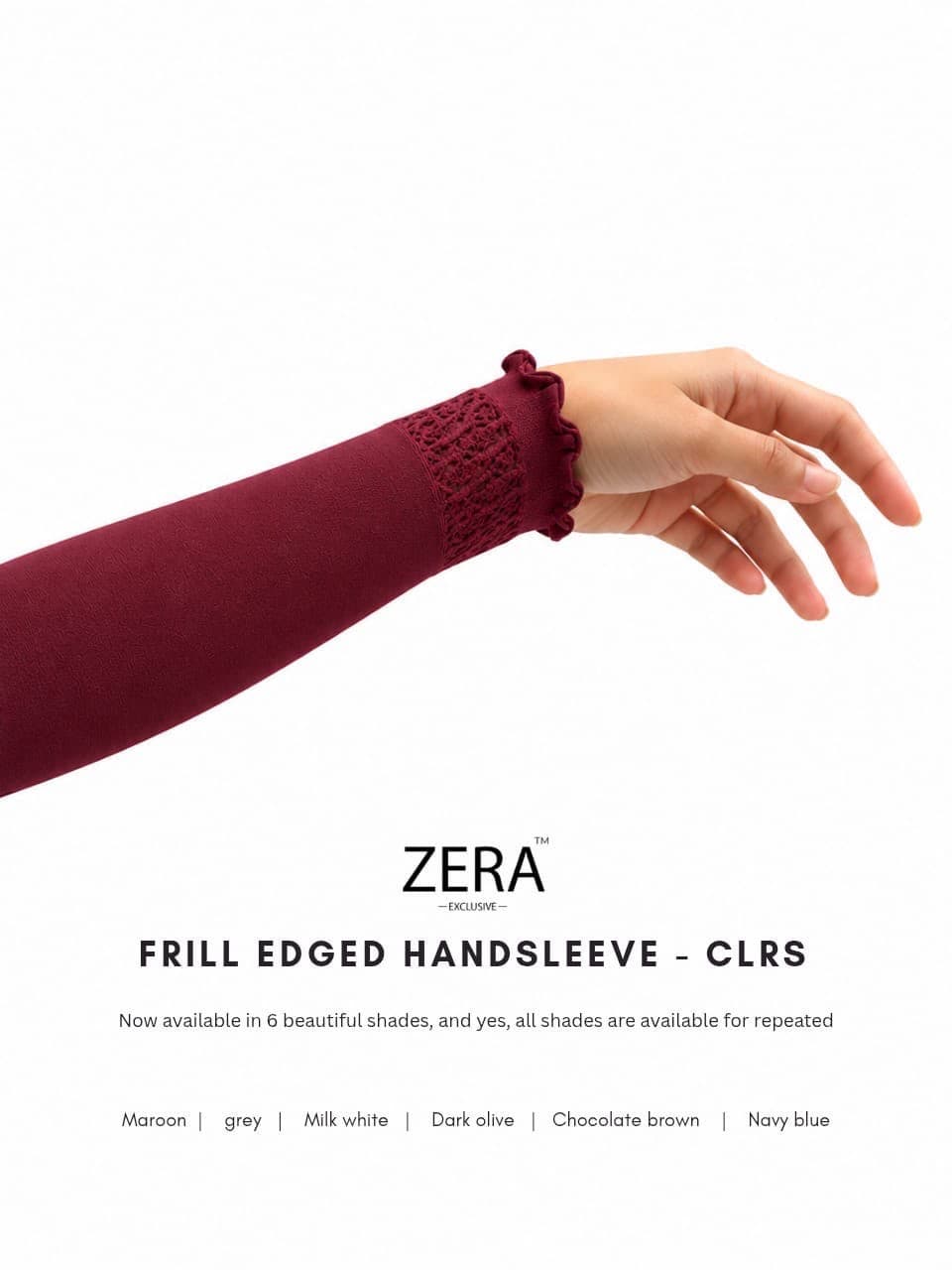 ZERA EXCLUSIVE FRILL  EDGED ARM SLEEVE - COLOURS thumbnail 2