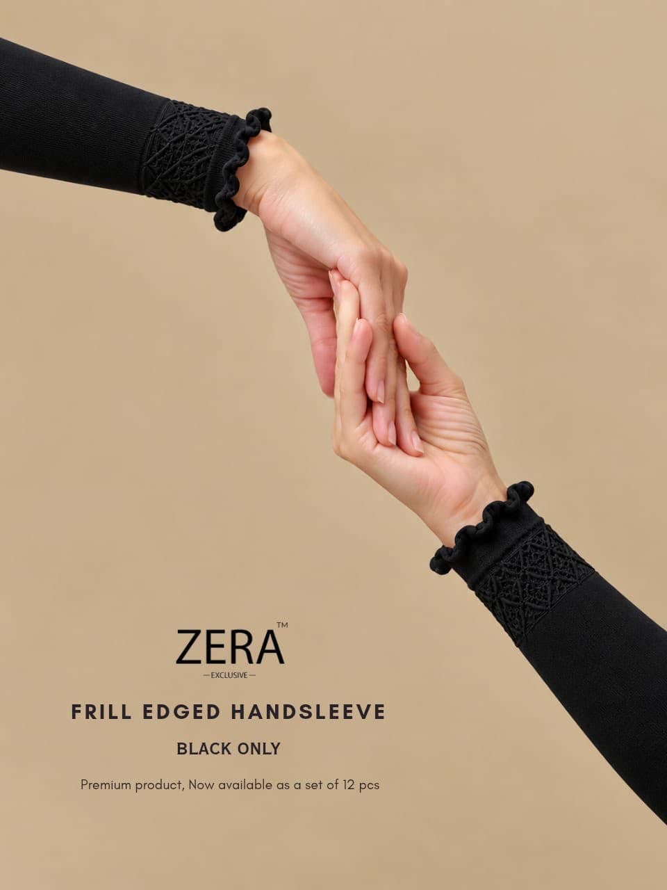ZERA EXCLUSIVE FRILL EDGED ARM SLEEVES BLACK ONLY