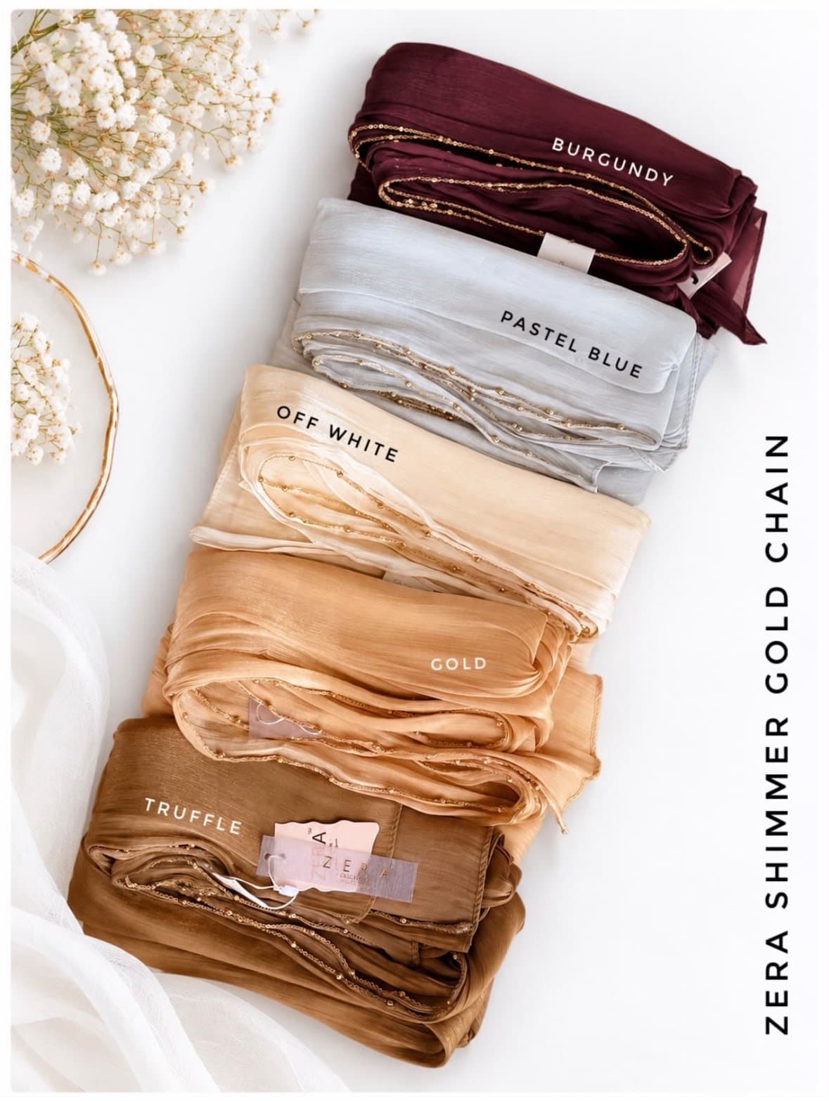 ZERA EXCLUSIVE PREMIUM ORGANZA SHIMMER WITH GOLDEN CHAIN thumbnail 2