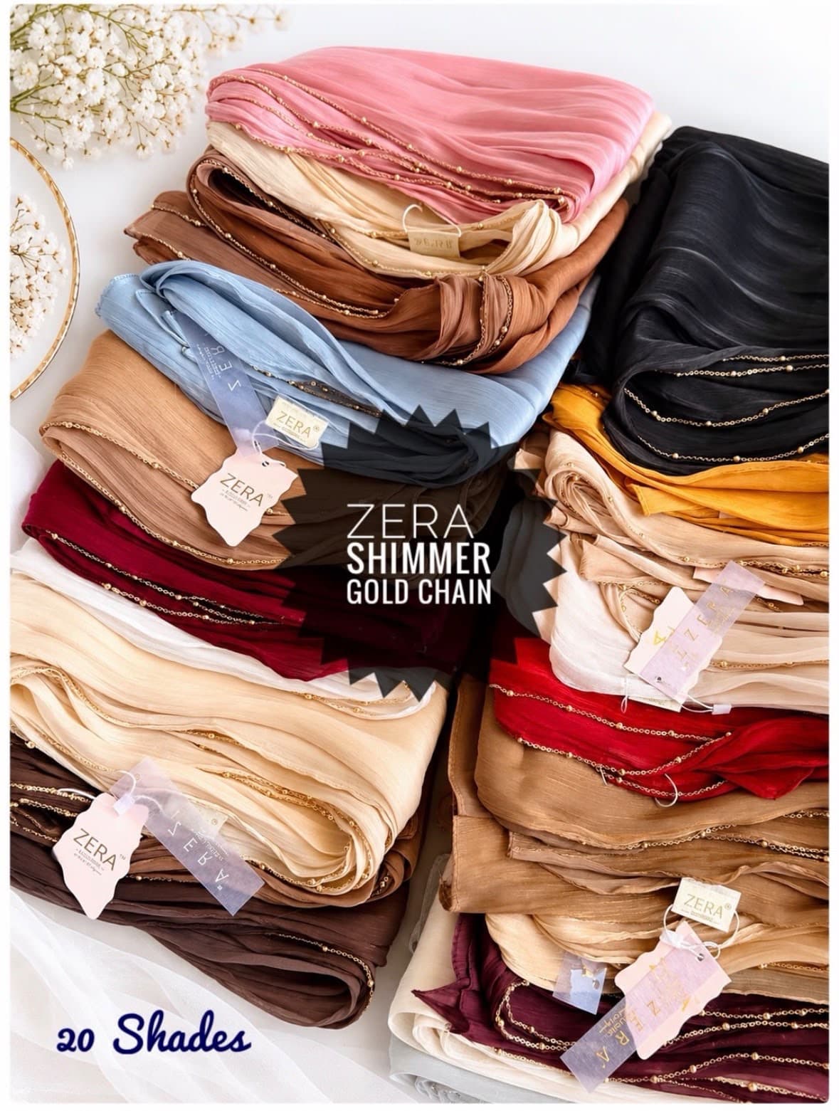 ZERA EXCLUSIVE PREMIUM ORGANZA SHIMMER WITH GOLDEN CHAIN thumbnail 3